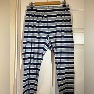 Hanna Andersson Navy, Blue and White Striped w/ Contrast in Green Pajama Pant L
